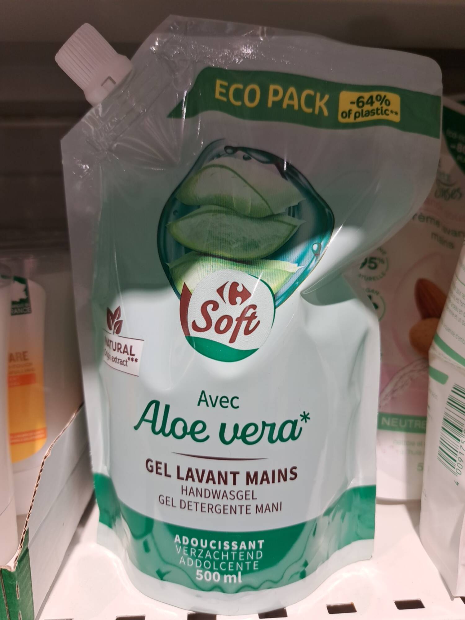 CARREFOUR SOFT - Gel lavant mains avec aloe vera