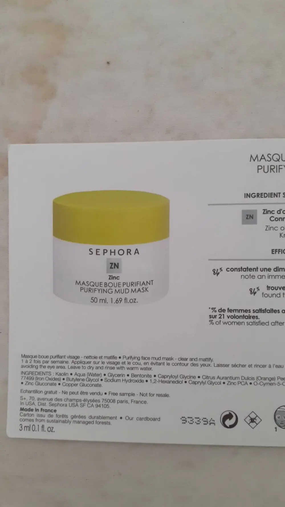 SEPHORA - Zinc - Masque boue purifiant