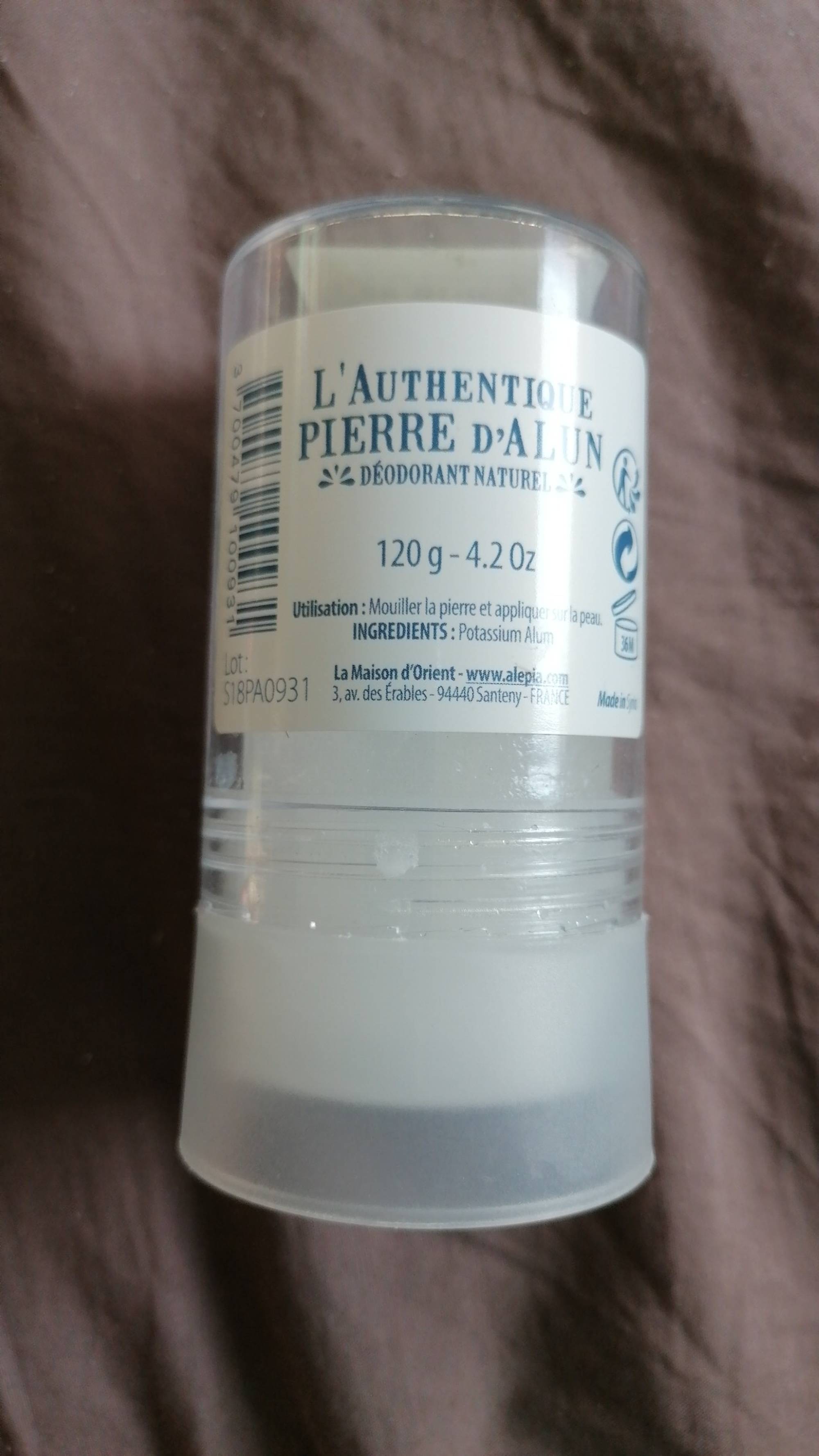 ALEPIA - L'Authentique Pierre d'Alun - Déodorant naturel