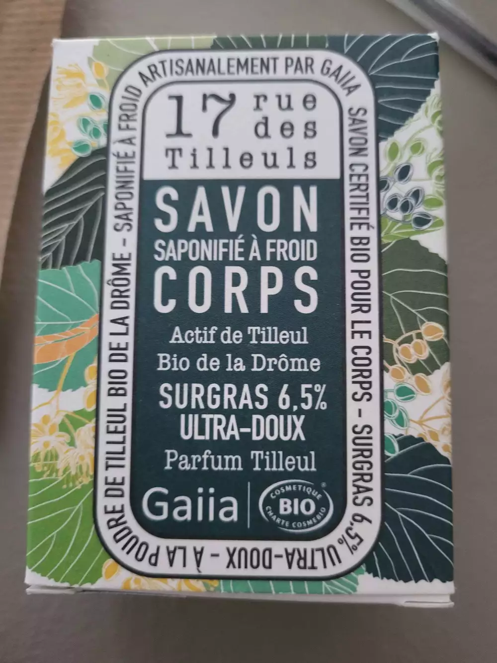 GAIIA - Savon saponifié à froid corps parfum tilleul