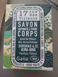 GAIIA - Savon saponifié à froid corps parfum tilleul