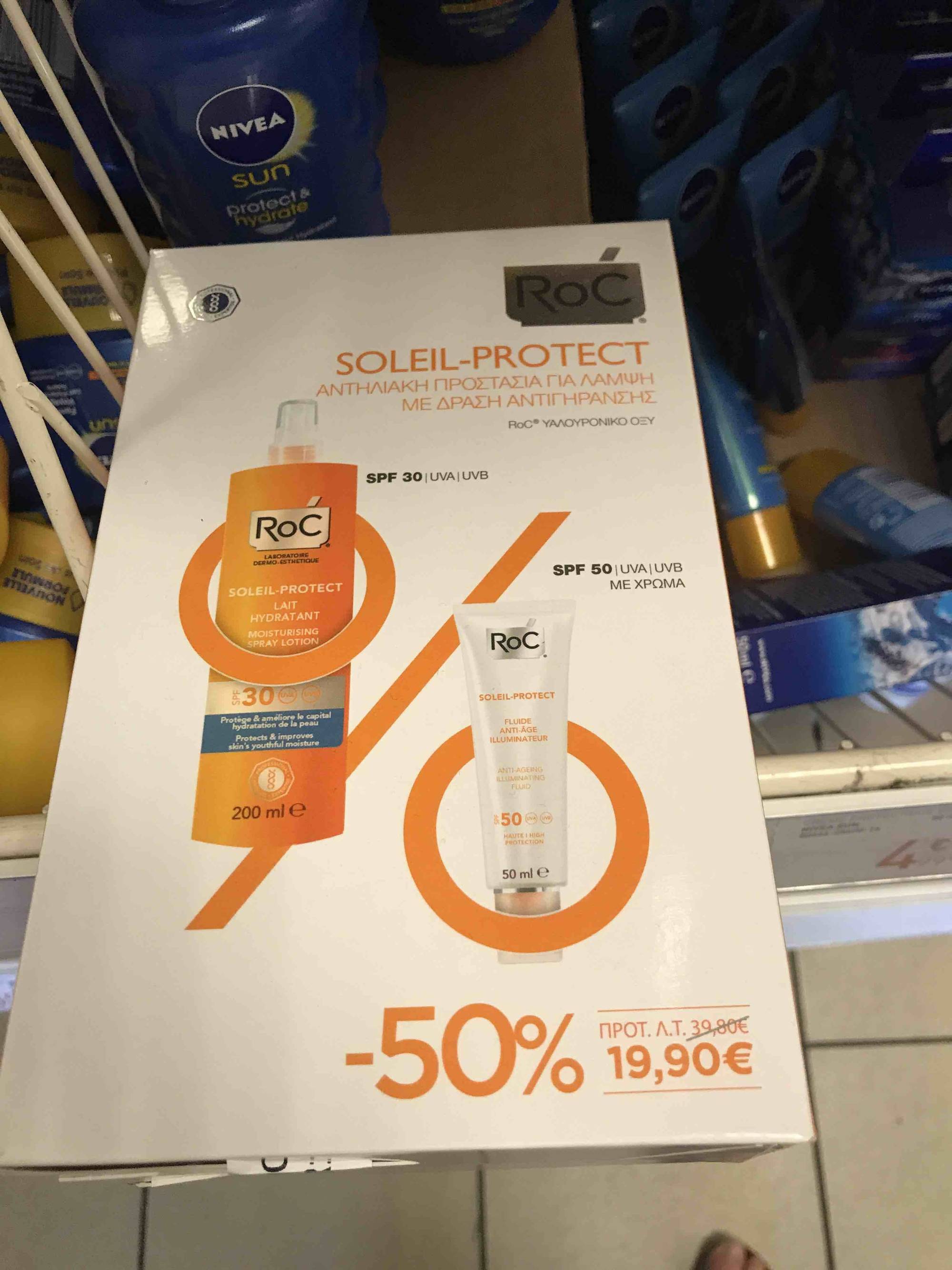 ROC - Soleil-protect - Lait hydratant spf30 + fluide anti-âge spf 50