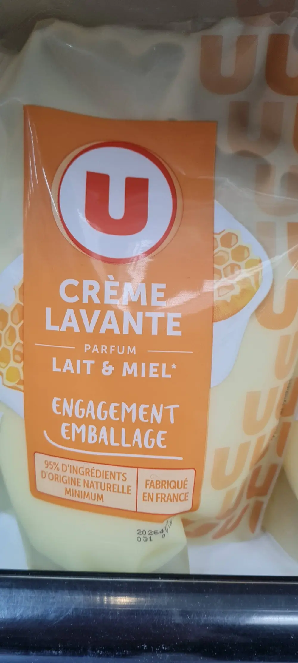 U - Crème lavante parfum lait et miel