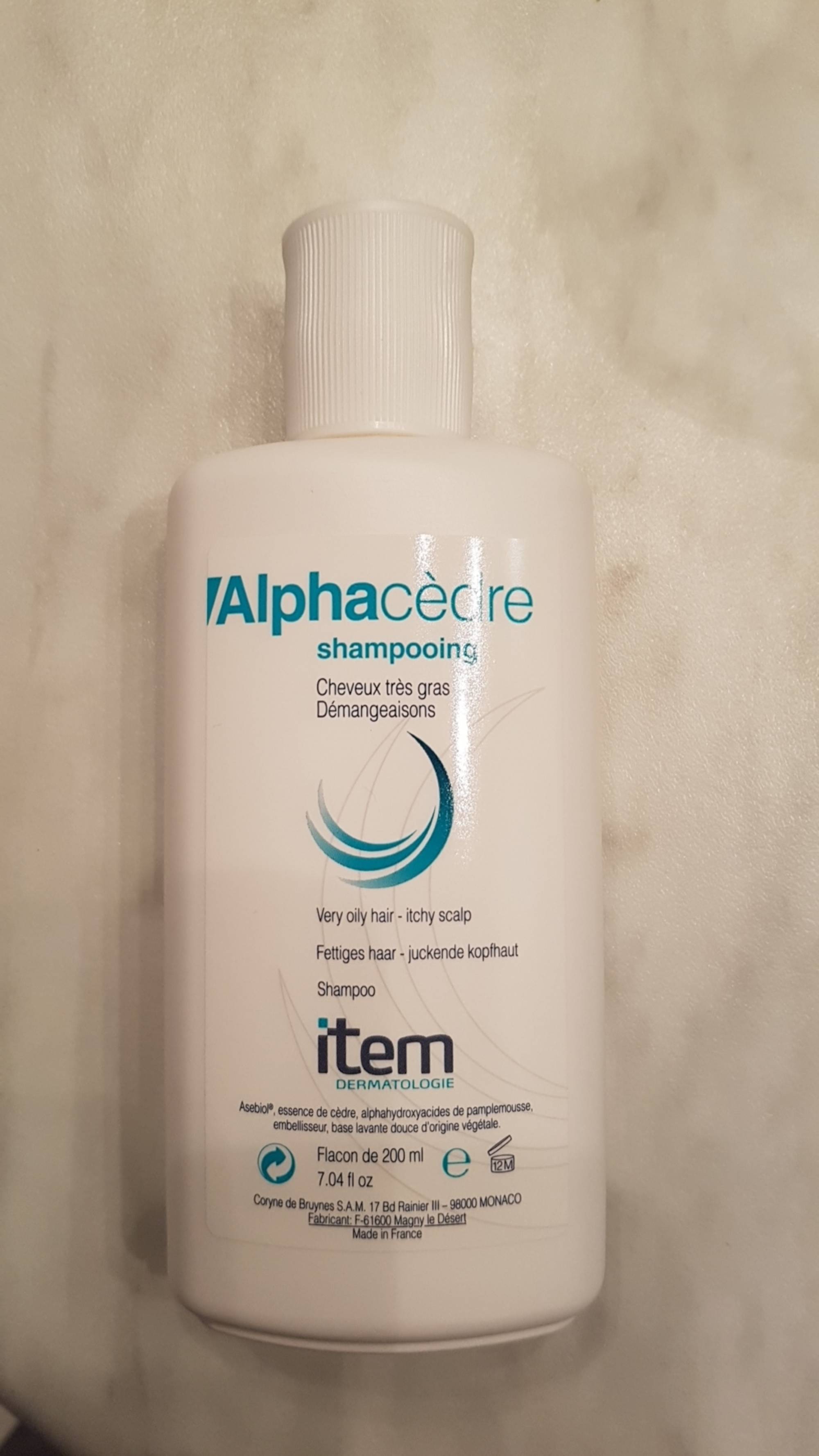 ITEM DERMATOLOGIE - Alphacèdre - Shampooing cheveux très gras