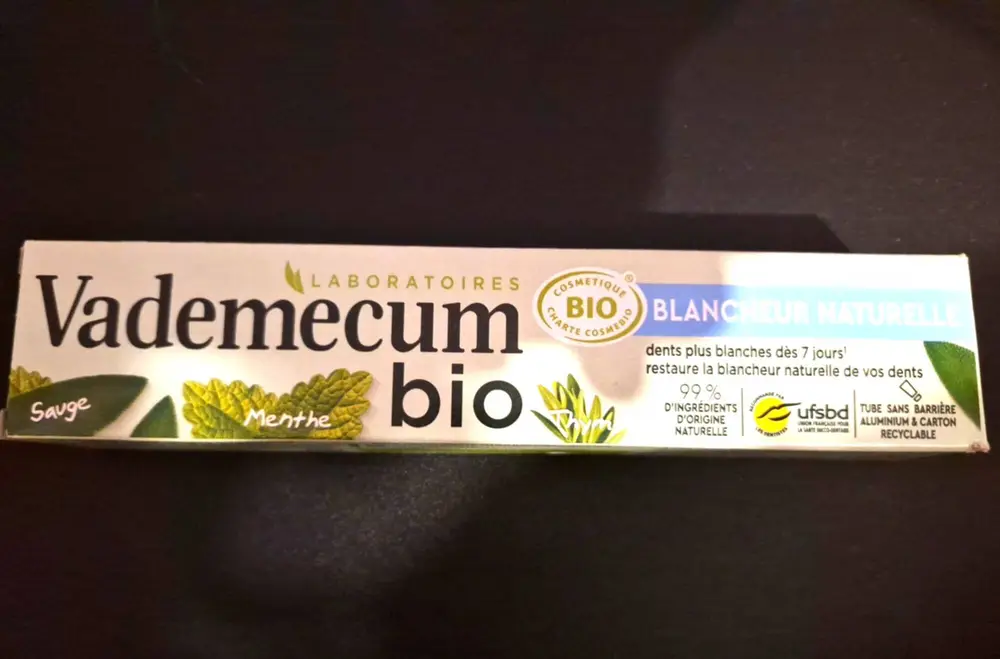 VADEMECUM - Dentifrice bio - blancheur naturelle