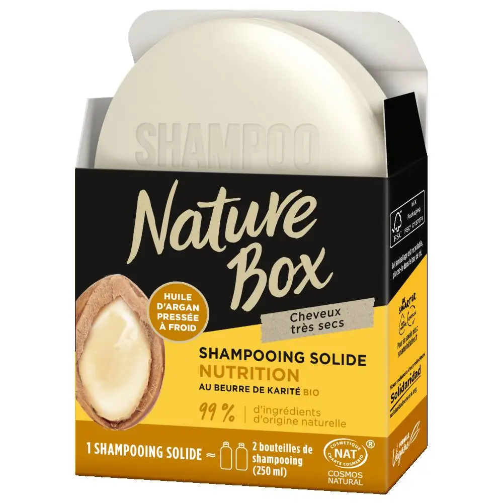 NATURE BOX - NATURE BOX SHAMPOOING SOLIDE ARGAN - COSMOS NAT 85gr