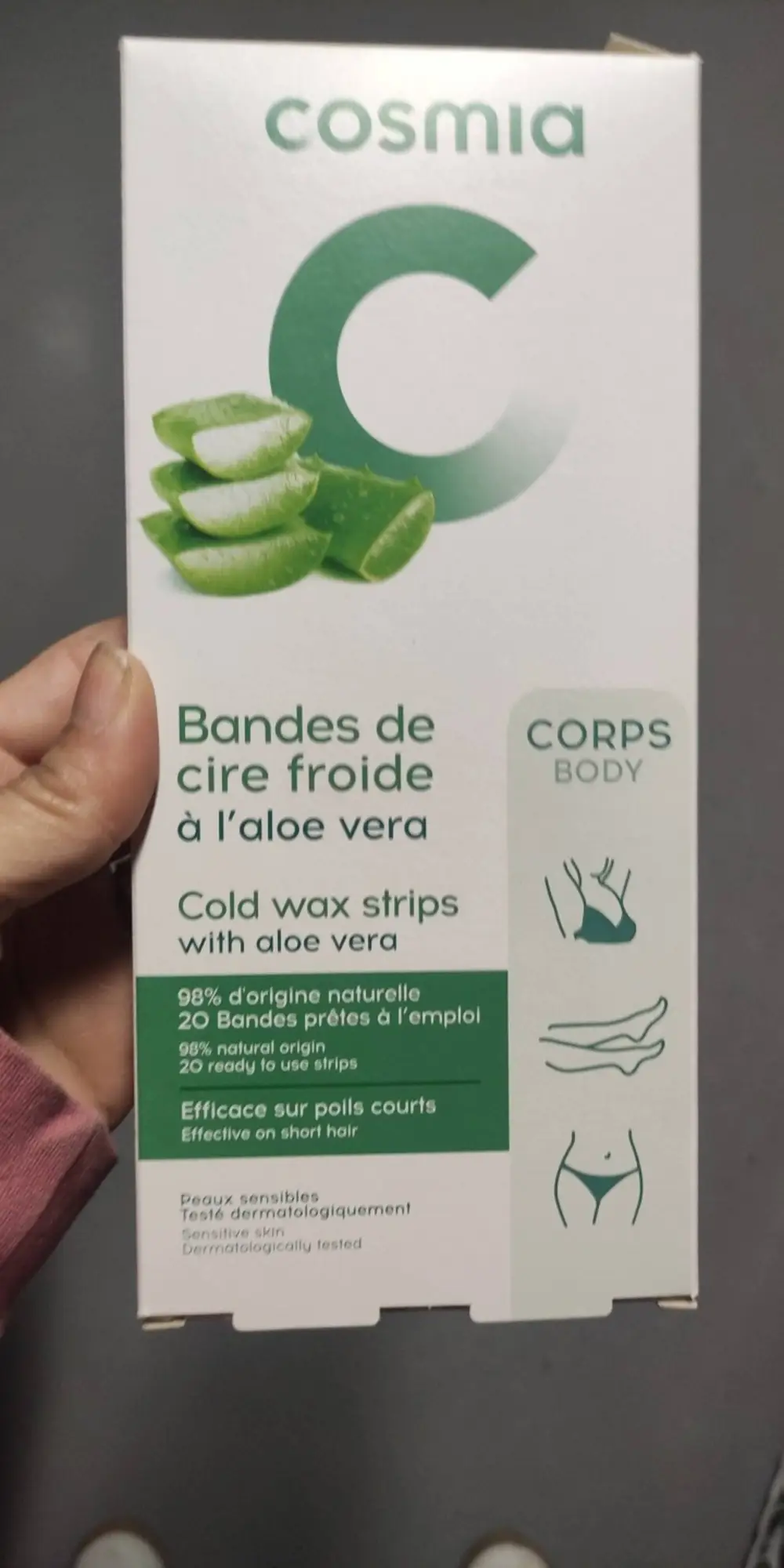 COSMIA - Bandes de cire froide corps à l'aloe vera