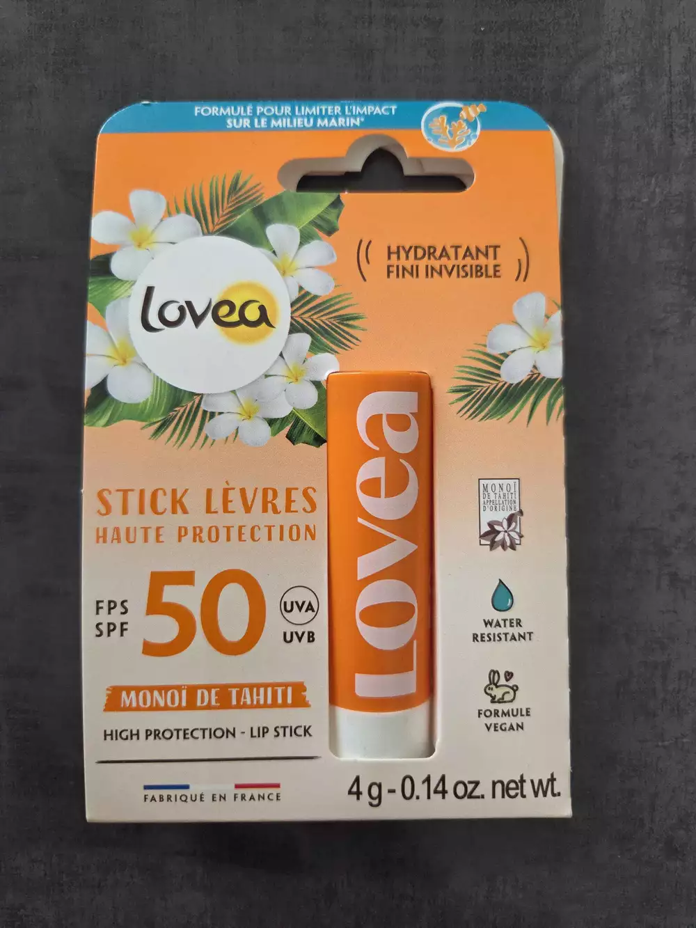 LOVEA - Monoï de Tahiti - Stick lèvres haute protection spf50