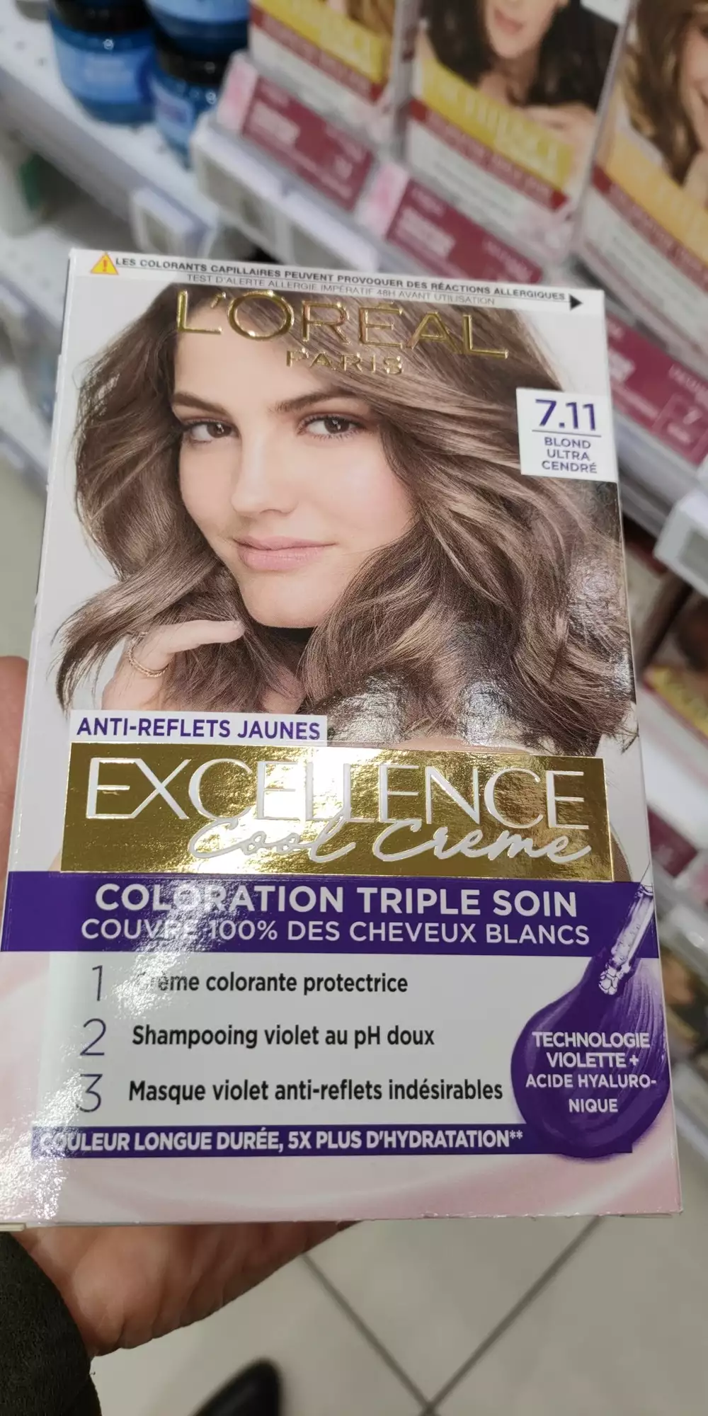 L'ORÉAL - Excllence cool crème - Coloration triple soin 7.11 blond ultra cendré