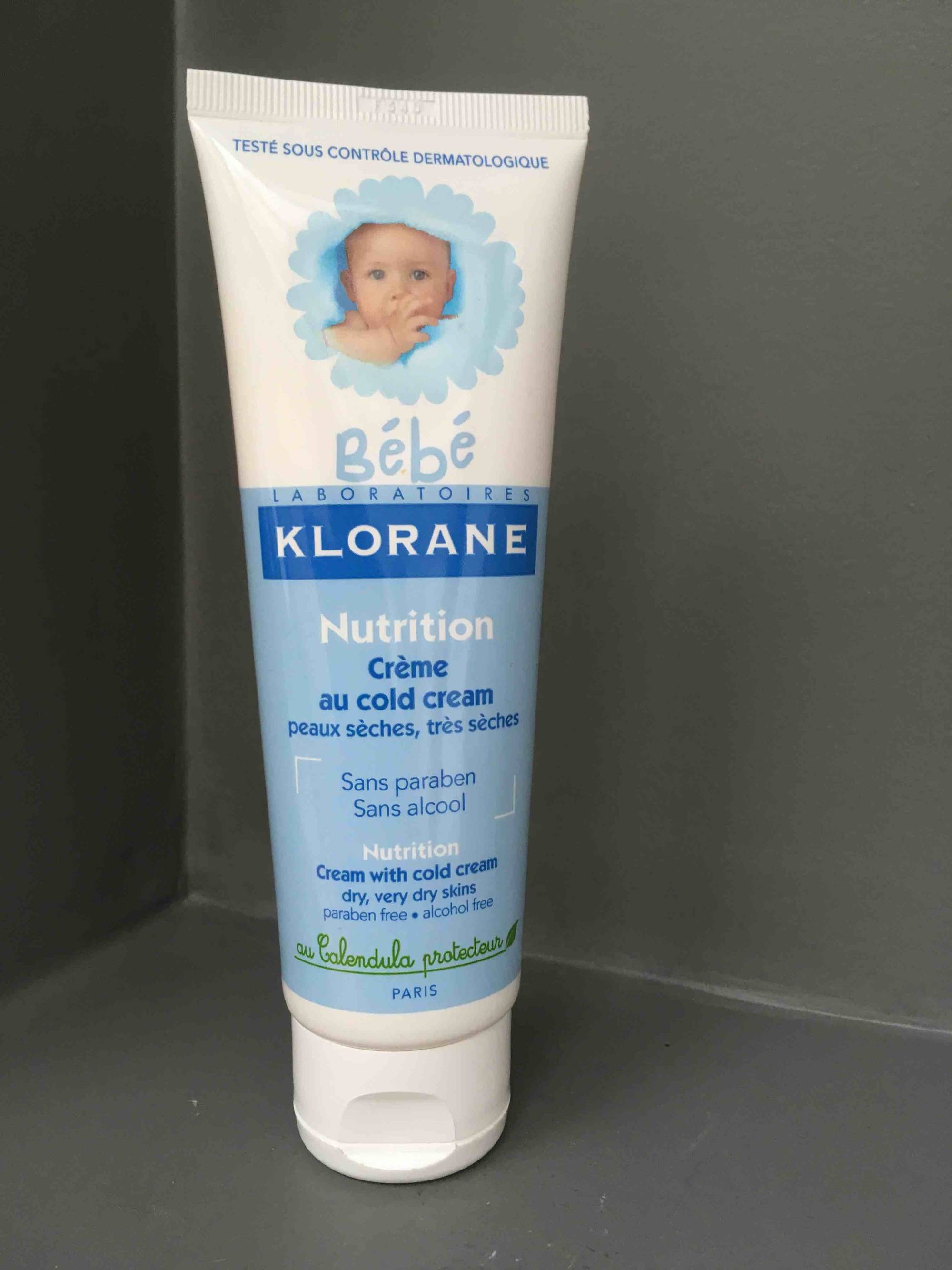 Crème nutritive cold cream Klorane - peau sèche bébé, visage et corps