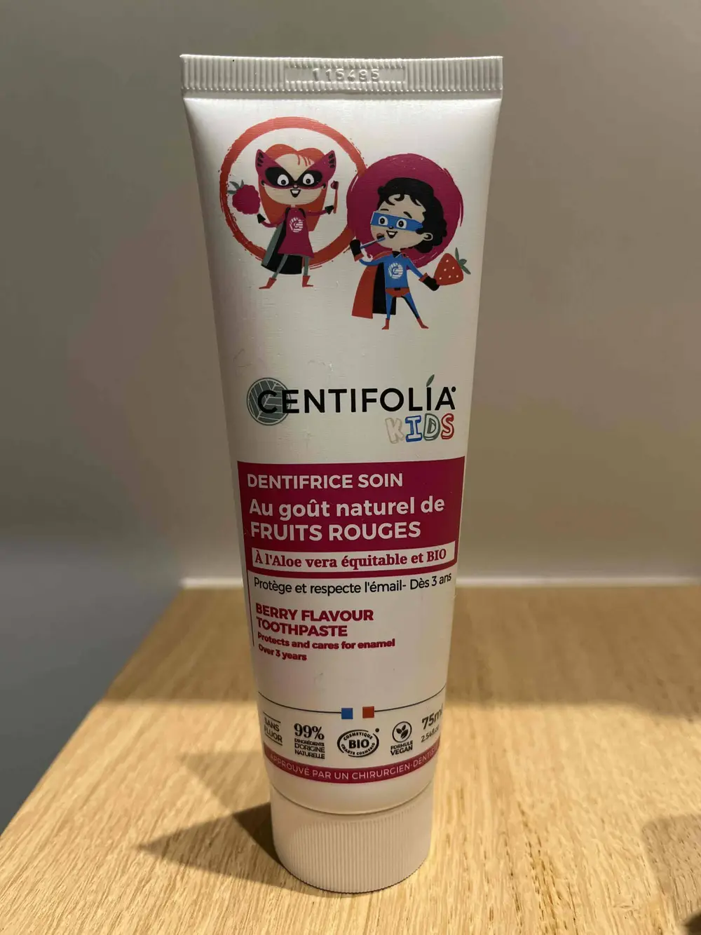 CENTIFOLIA - Dentifrice soin au goût naturel de fruits rouges