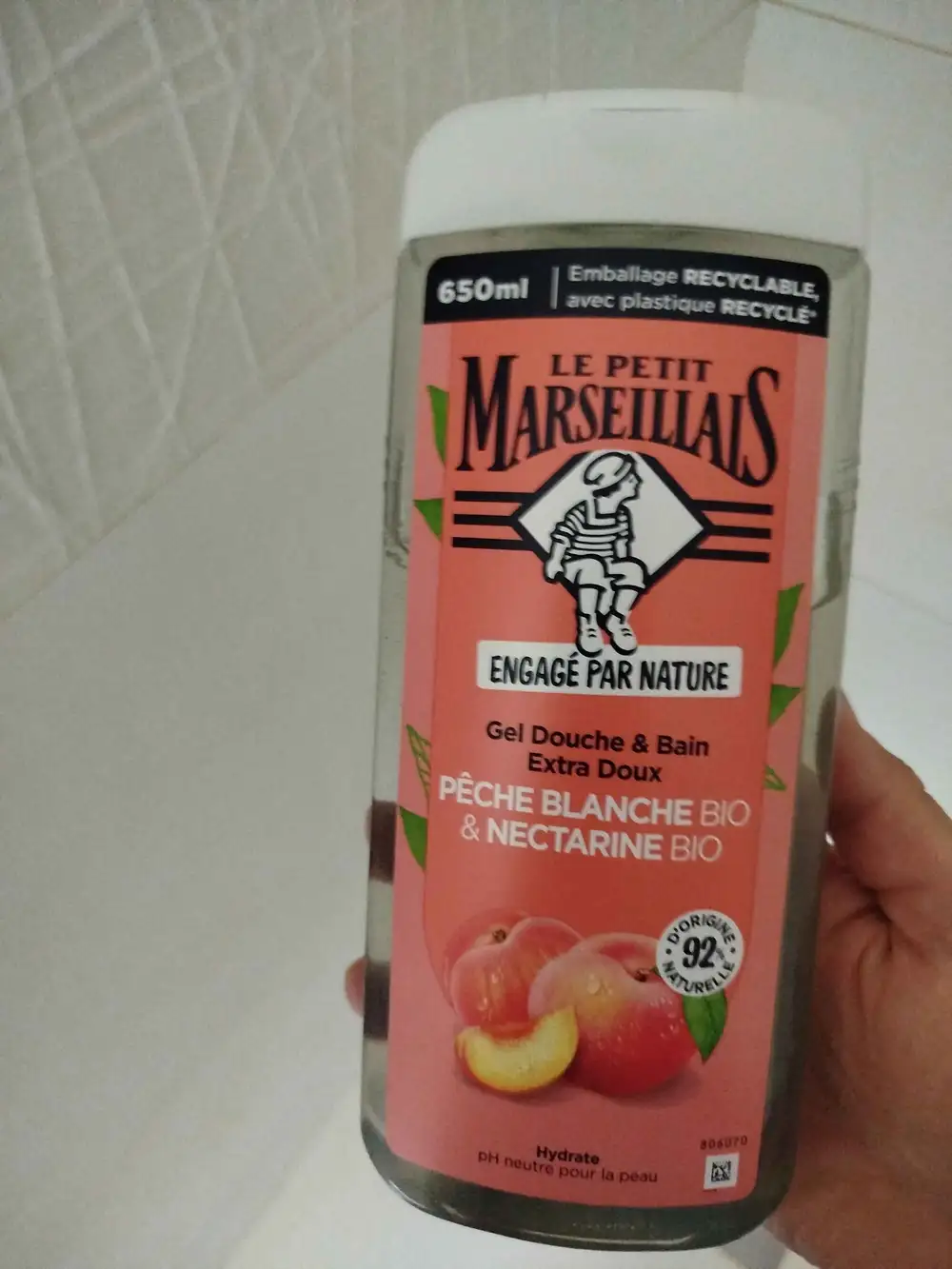 LE PETIT MARSEILLAIS - Pêche blanche bio et nectarine bio - Gel douche