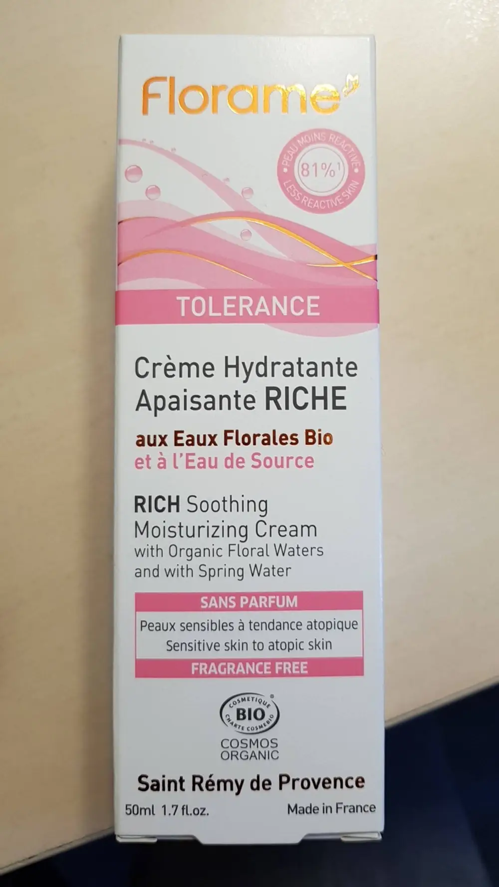 FLORAME - Tolérance - Crème hydratante apaisante bio