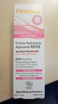 FLORAME - Tolérance - Crème hydratante apaisante bio