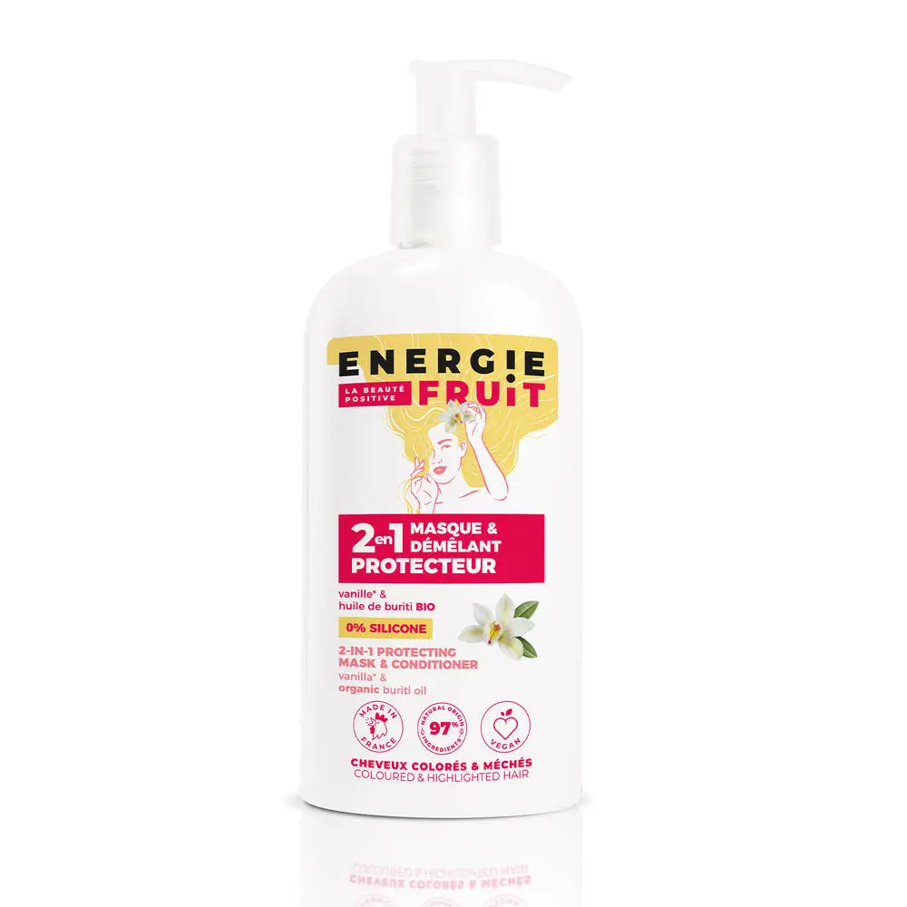 ENERGIE FRUIT - Masque 2en1 sans silicones - Cheveux colorés - Vanille et huile de Buriti BIO 