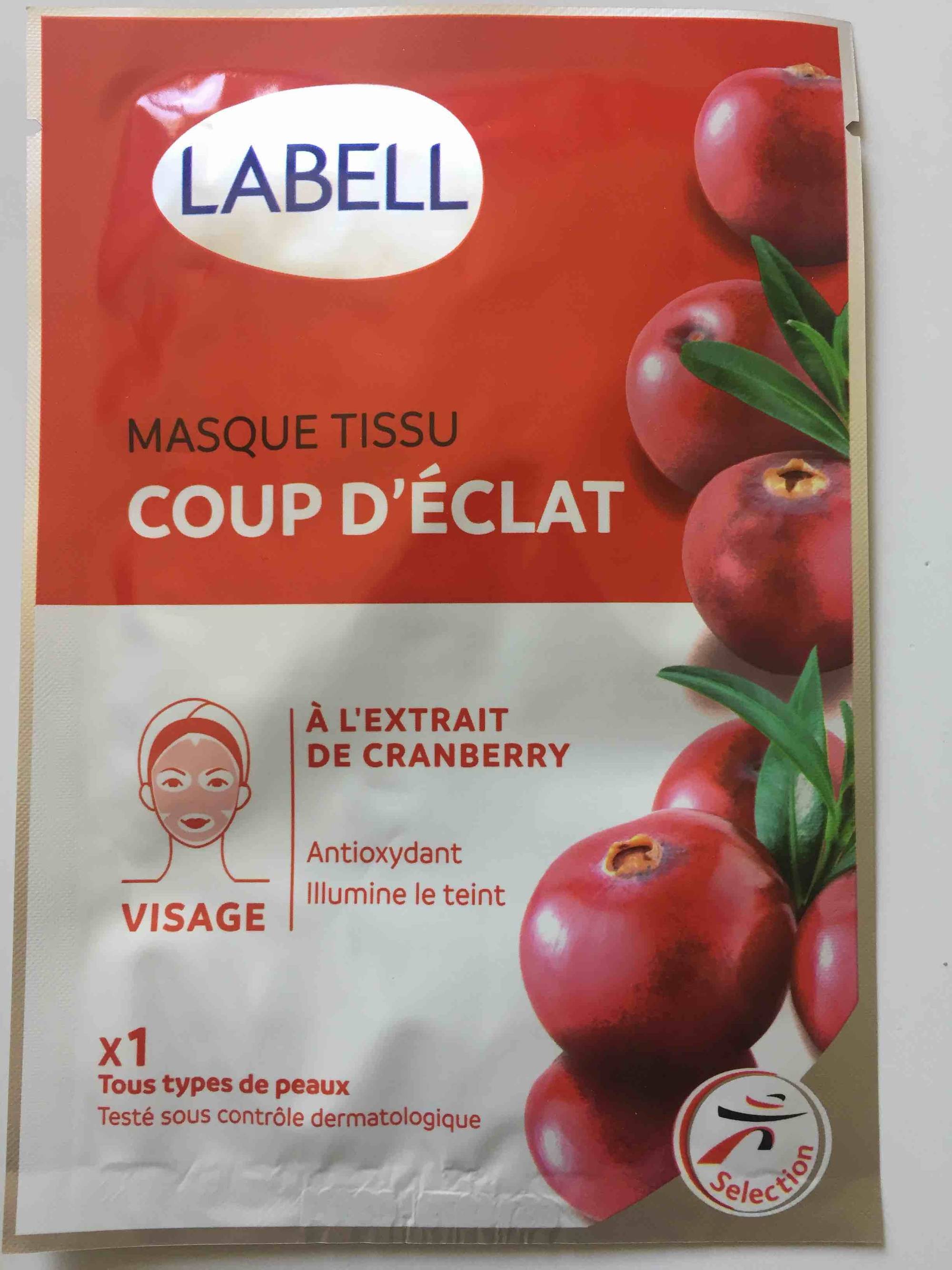 LABELL - Masque tissu coup d'éclat - A l'extrait de cranberry