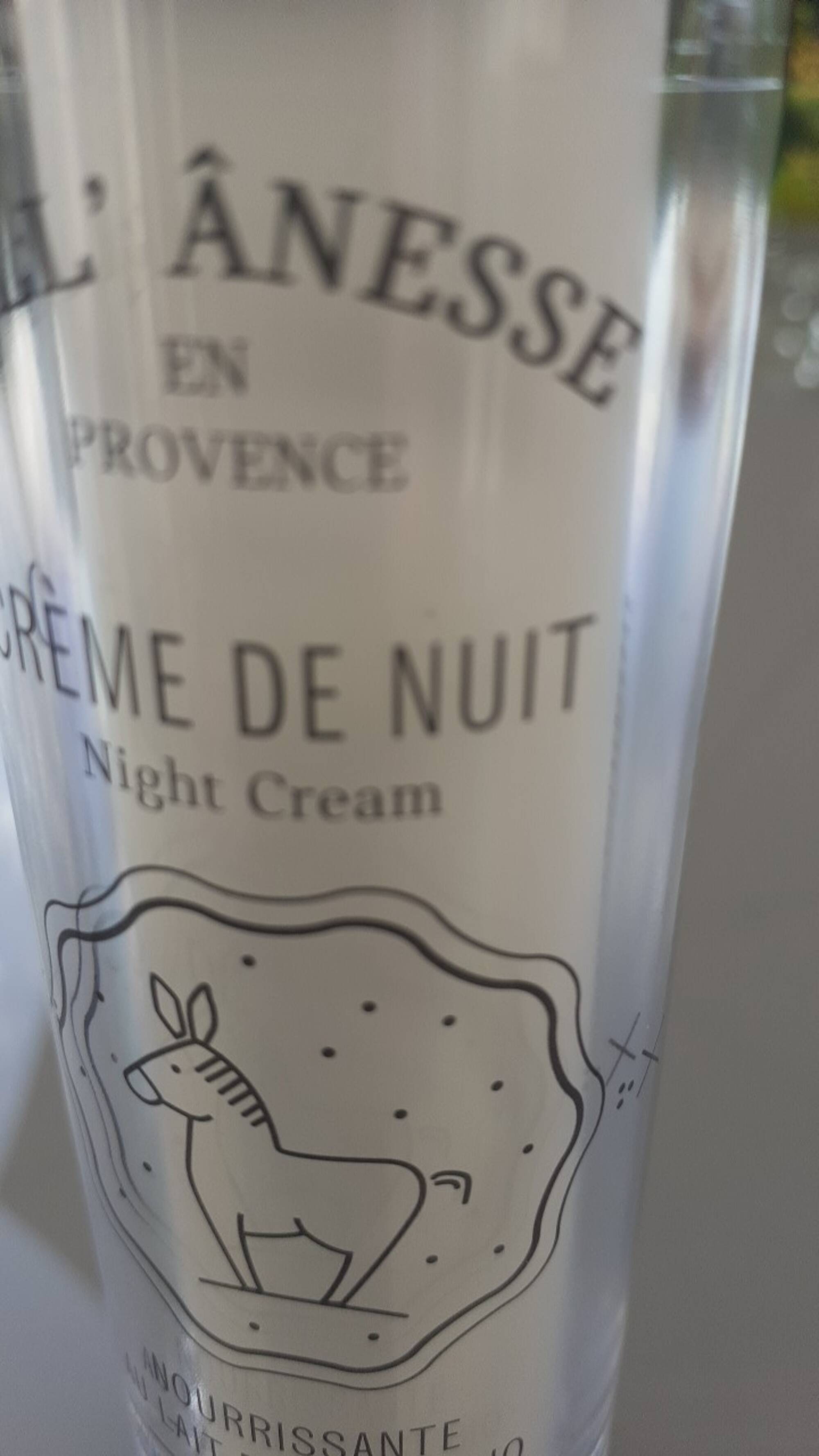 BELL'ÂNESSE EN PROVENCE - Crème de nuit nourrissante au lait d'ânesse bio