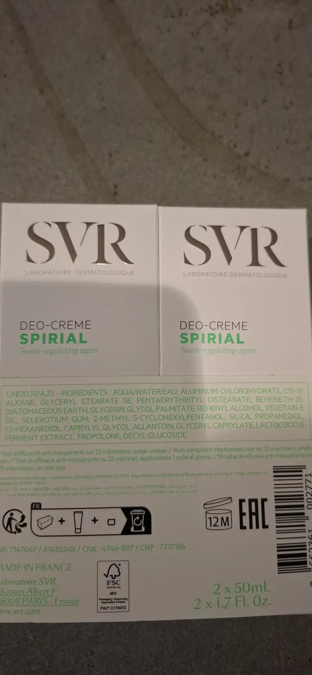 SVR - Deo-creme spirial sweat regulating agent