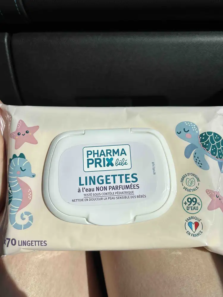 PHARMAPRIX - Lingettes à l'eau non parfumées