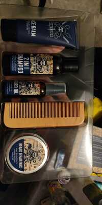 BARBER SHOP - Coffret face balm, 2 in 1 shampoo, beard oil, beard & hair wax