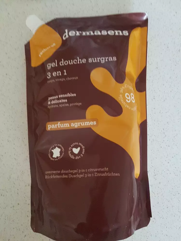 DERMASENS - Gel douche surgras 3 en 1 parfum agrumes  recharge