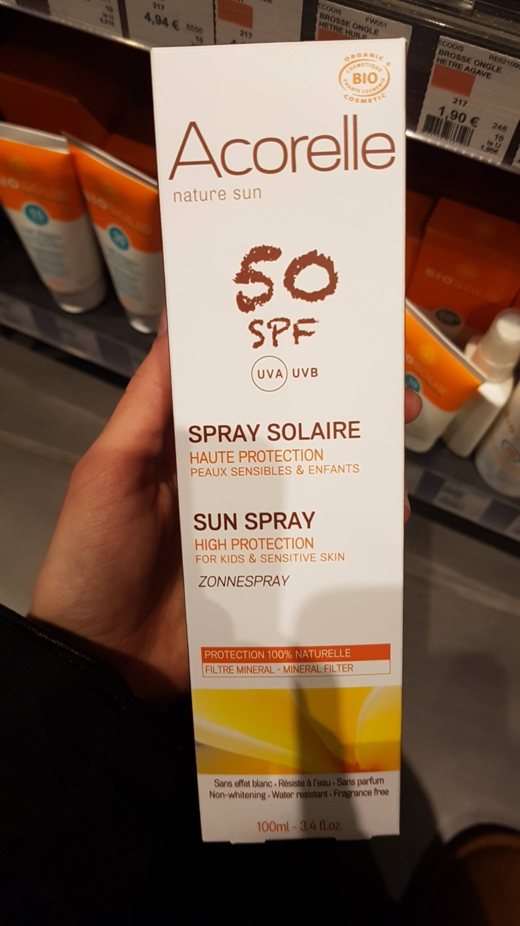 ACORELLE - Spray solaire haute protection SPF 50