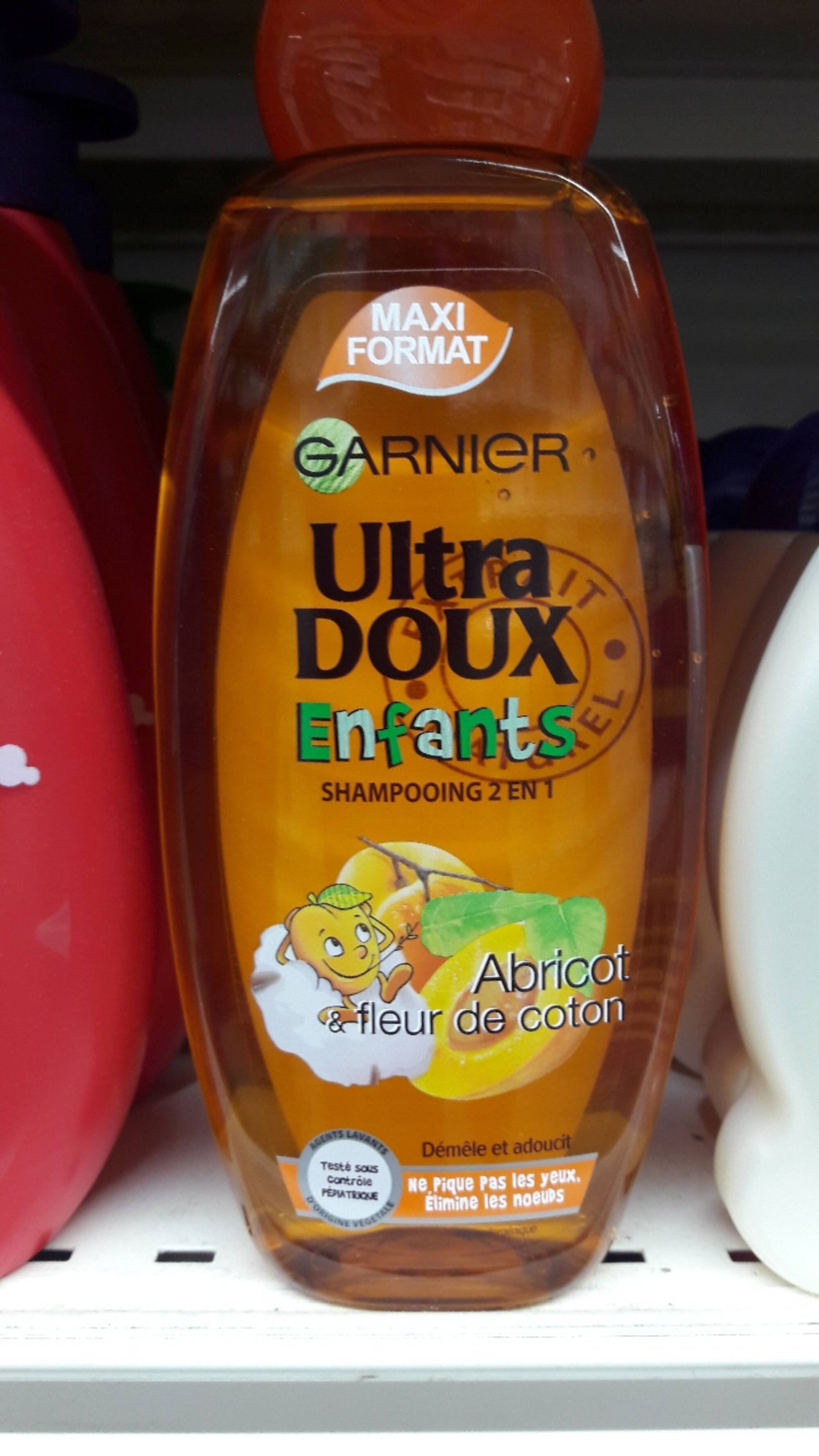 Analyse de Ultra Doux Enfants Shampooing 2 en 1 à l'abricot et fleur de  coton - Garnier,Ultra Doux