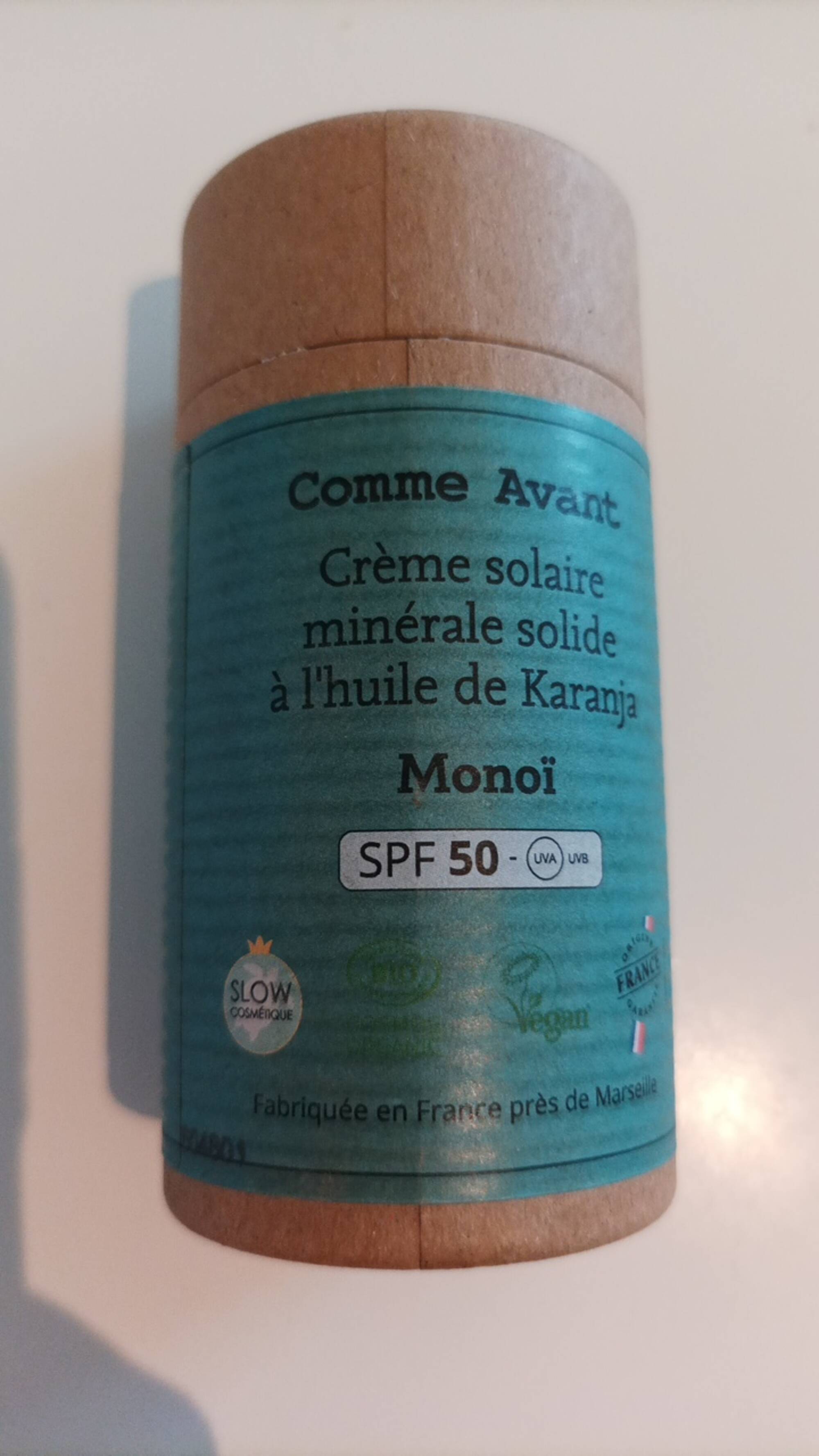 COMME AVANT - Monoï SPF 50 - Crème solaire 