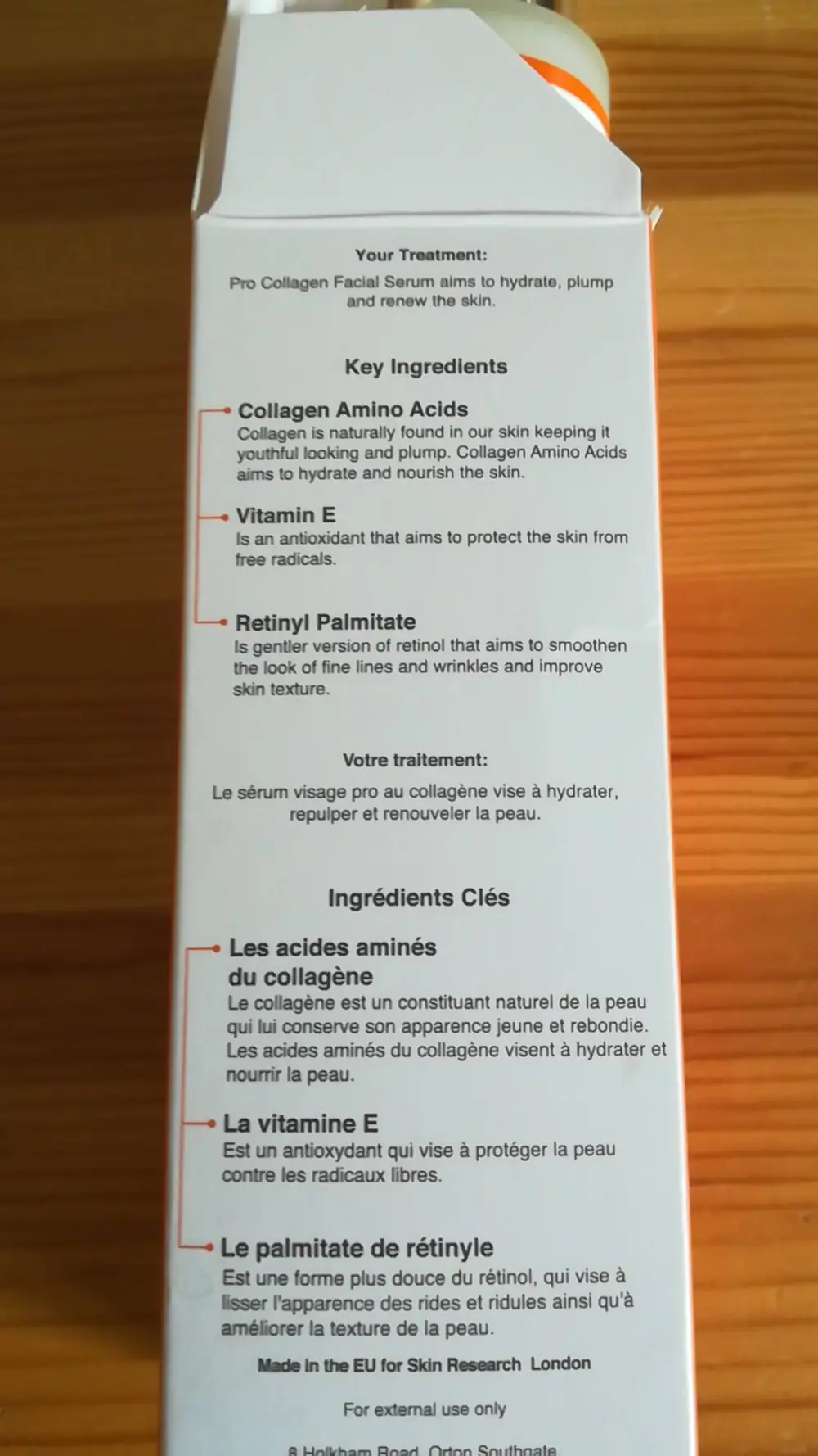 SKIN RESEARCH - Sérum visage pro au collagène