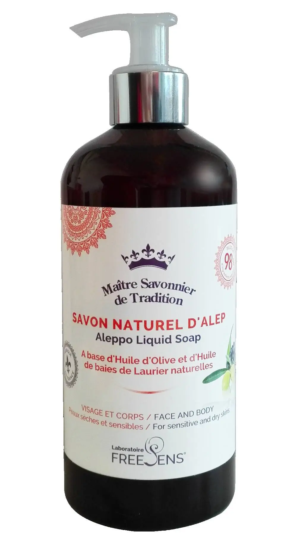 LABORATOIRE FREESENS - FREESENS SAvon Naturel d'ALEP  Fl. 500 ml