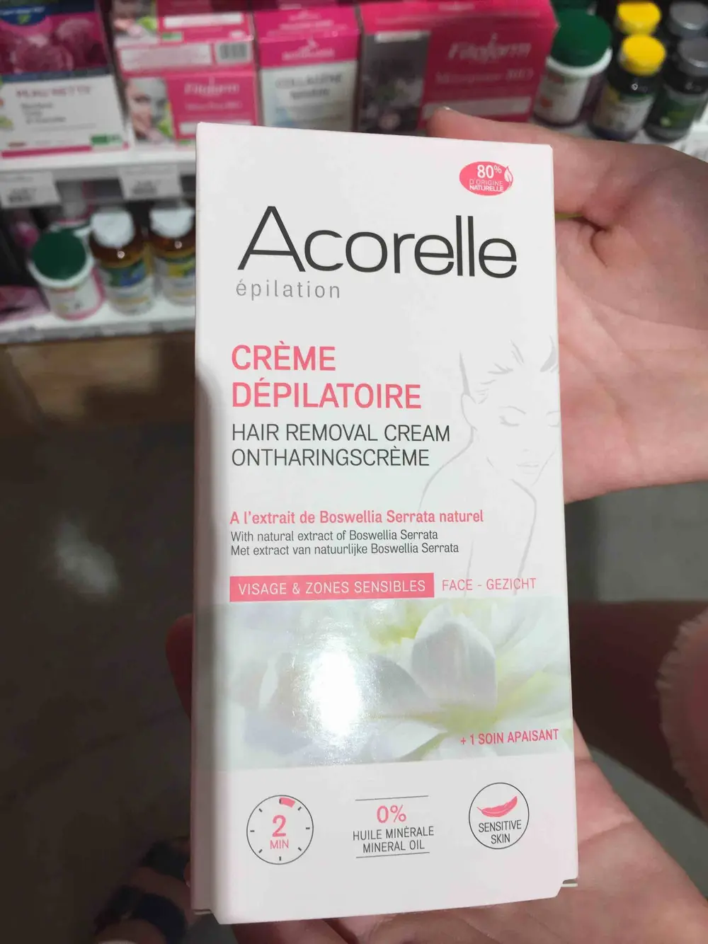 ACORELLE - Crème dépilatoire visage & zone sensibles