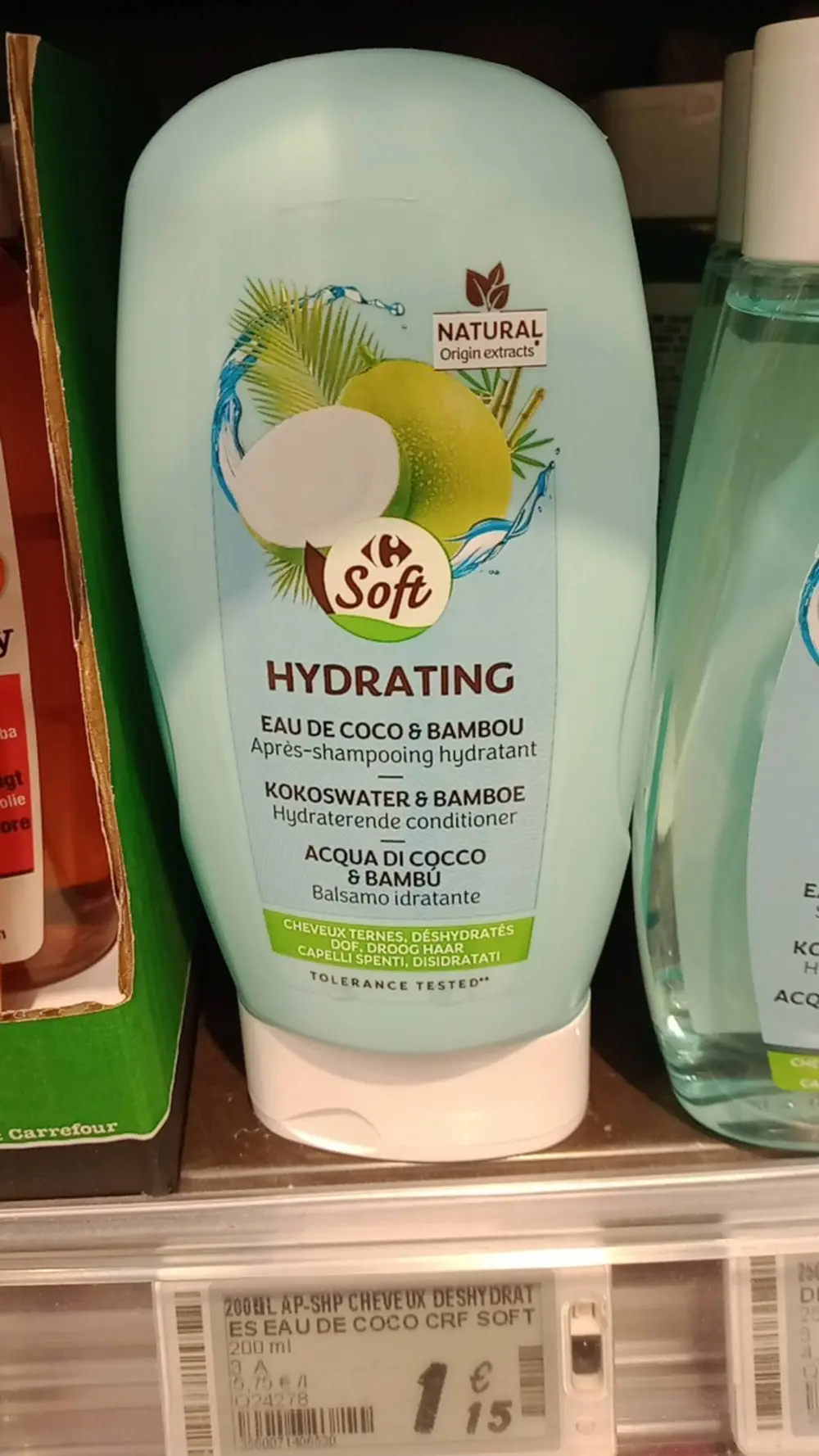 CARREFOUR SOFT - Hydrating eau de coco & bambou - Après-shampooing hydratant