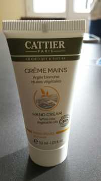 CATTIER - Crème mains à l'argile blanche huiles végétales bio