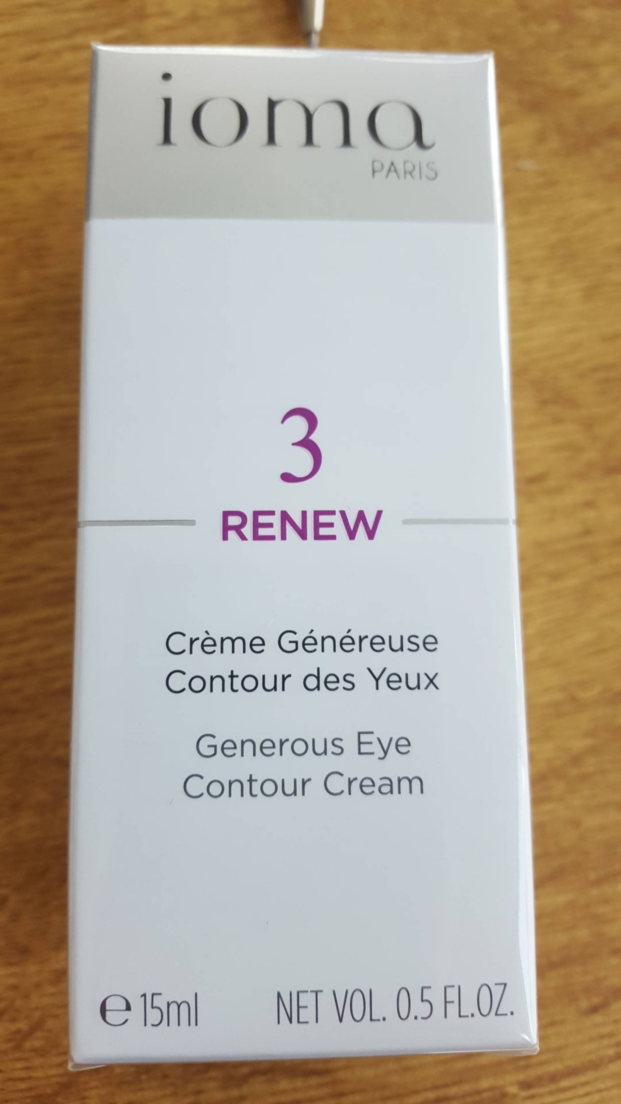 IOMA - 3 Renew - Crème généreuse contour des yeux
