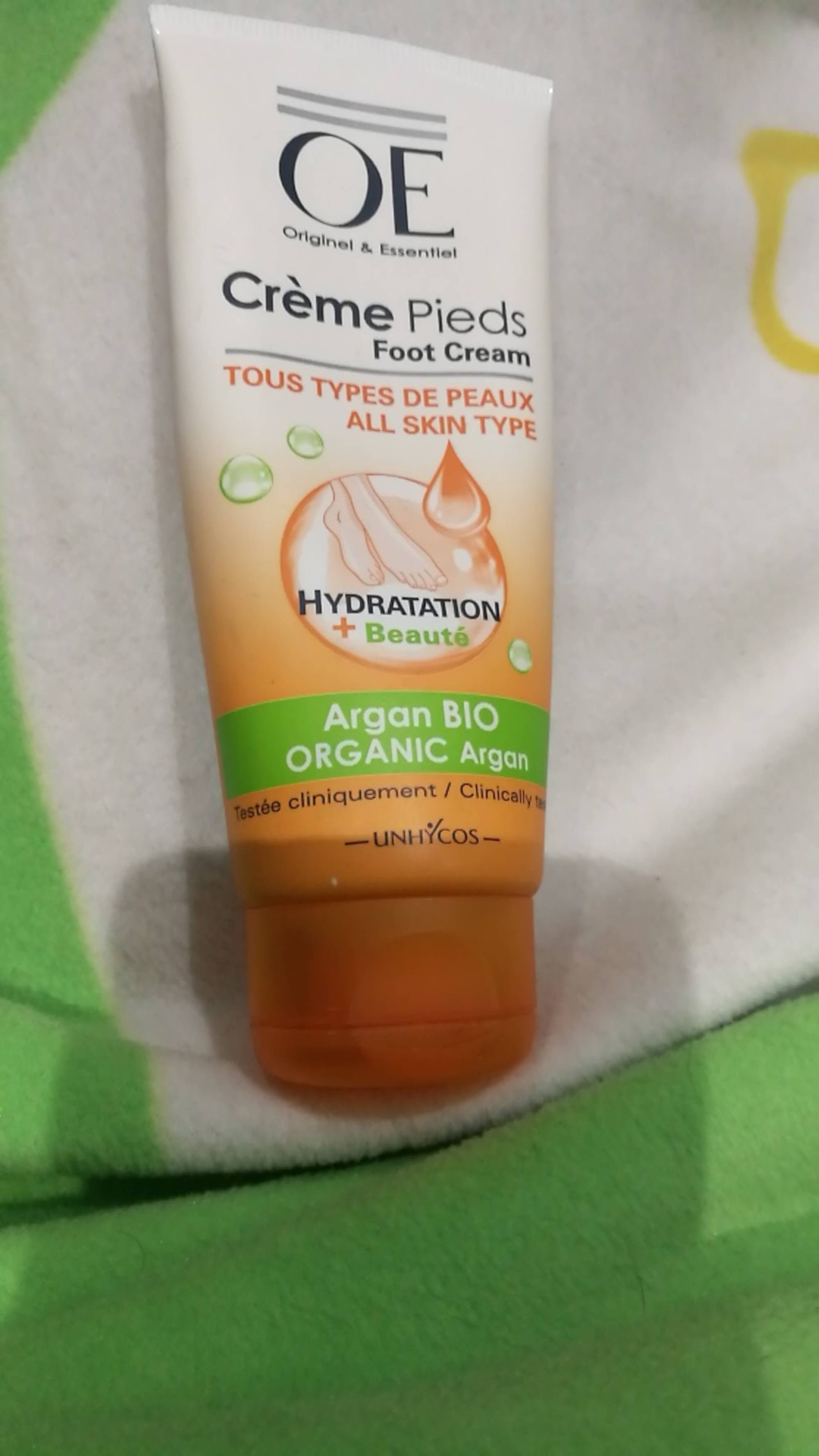 OE ORIGINEL & ESSENTIEL - Hydratation beauté - Crème pieds argan bio