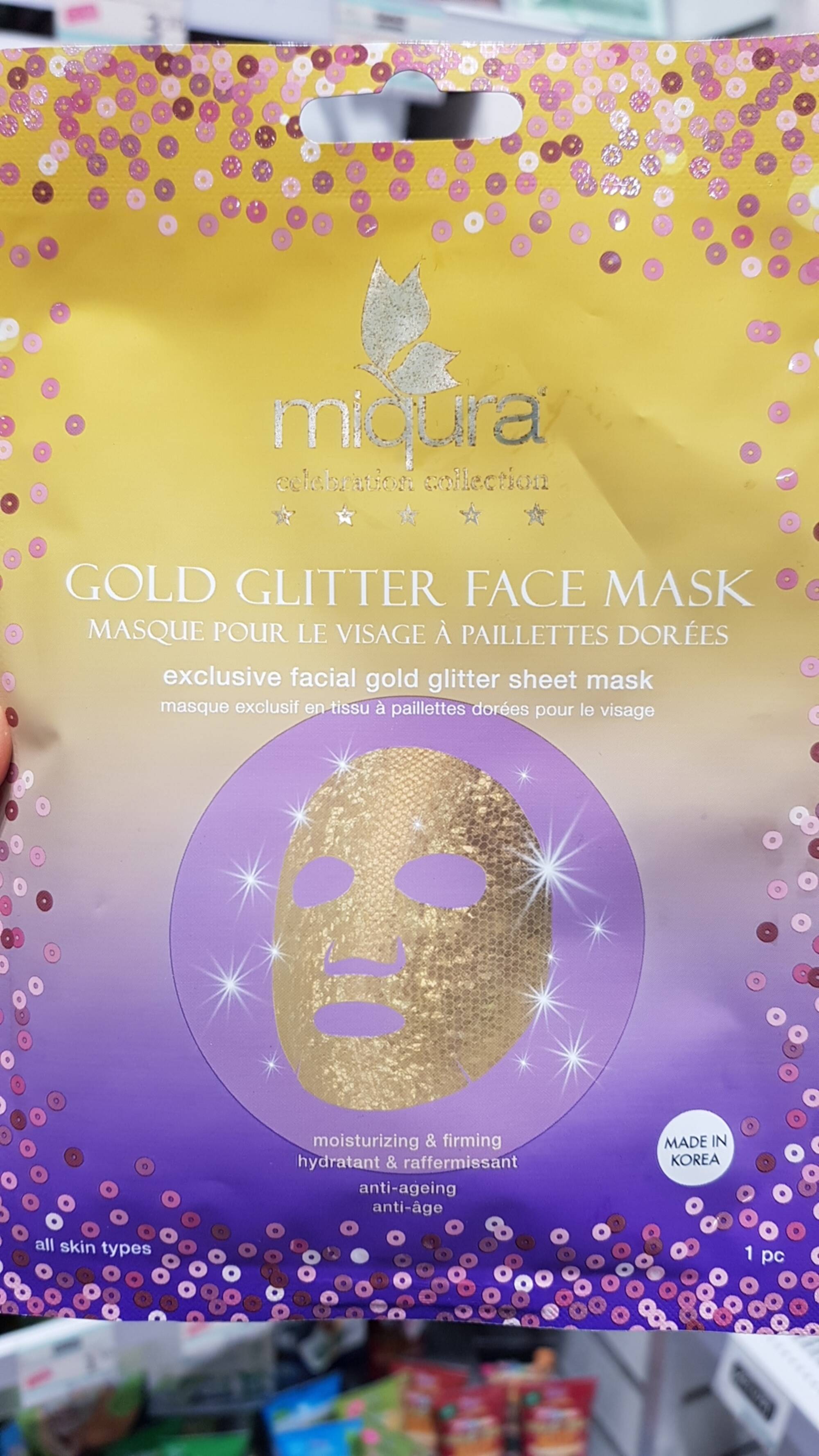 MIQURA - Paillettes dorées - Masque visage