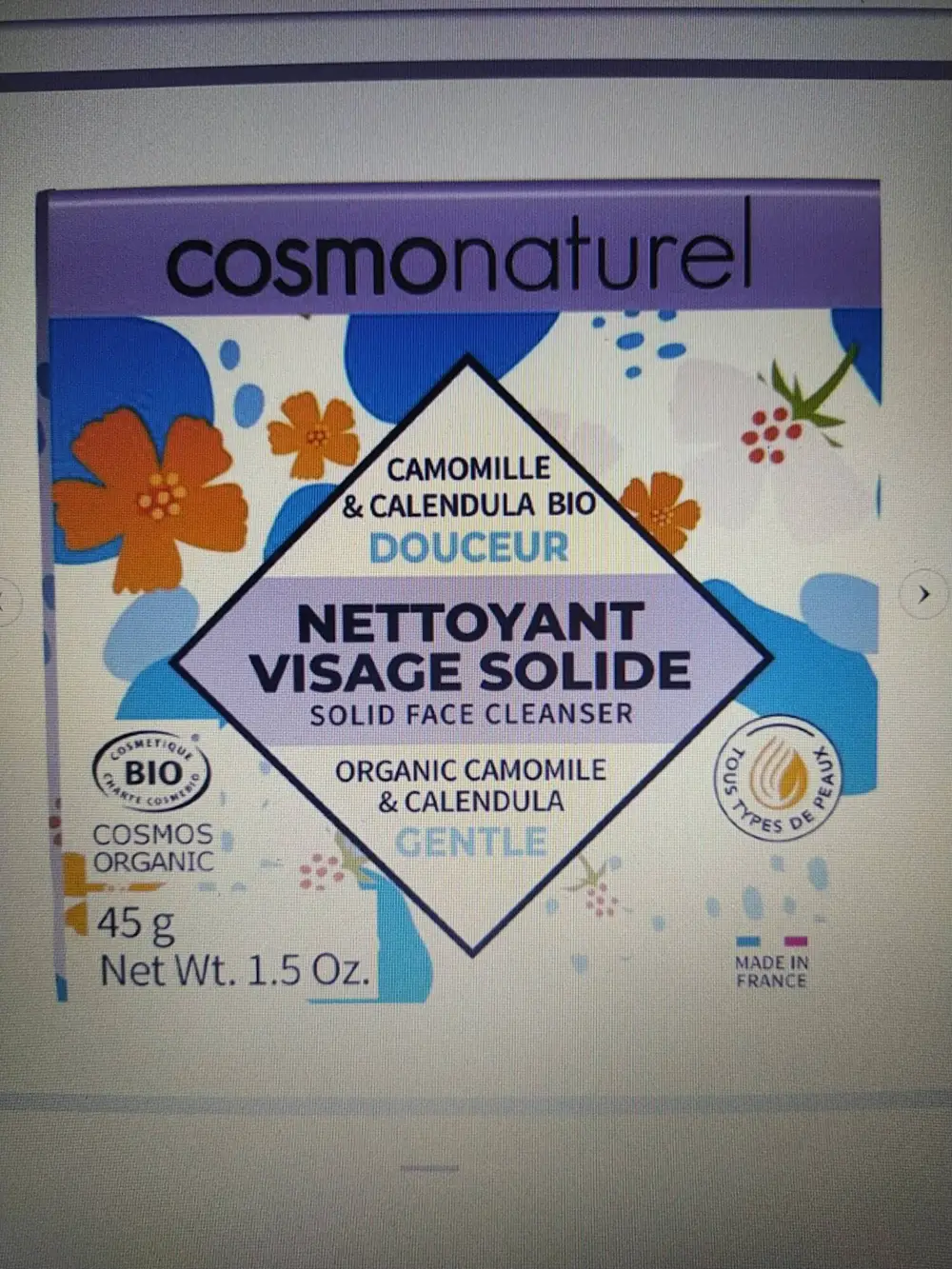 COSMO NATUREL - Nettoyant visage solide 