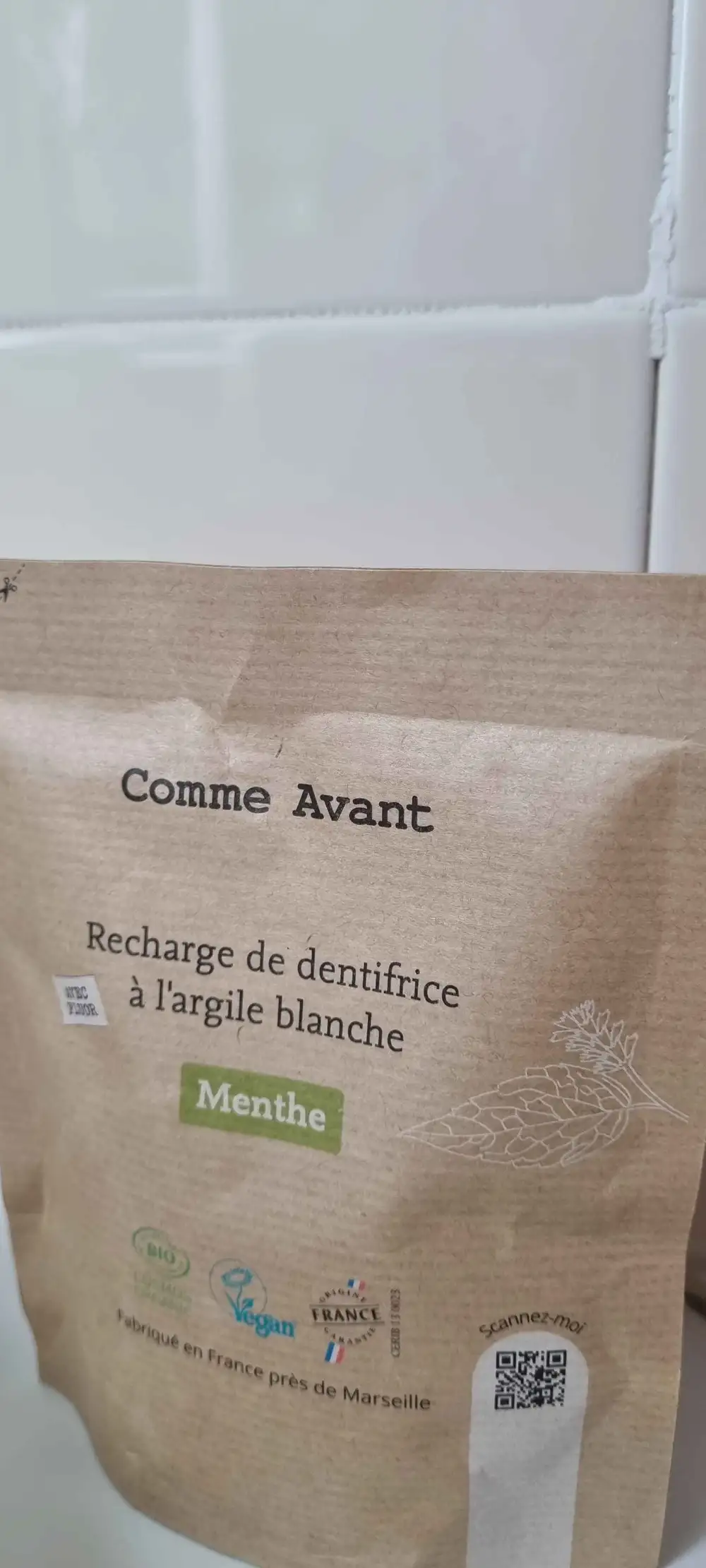 COMME AVANT - Menthe - Recharge de dentifrice à l'argile blanche