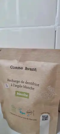 COMME AVANT - Menthe - Recharge de dentifrice à l'argile blanche