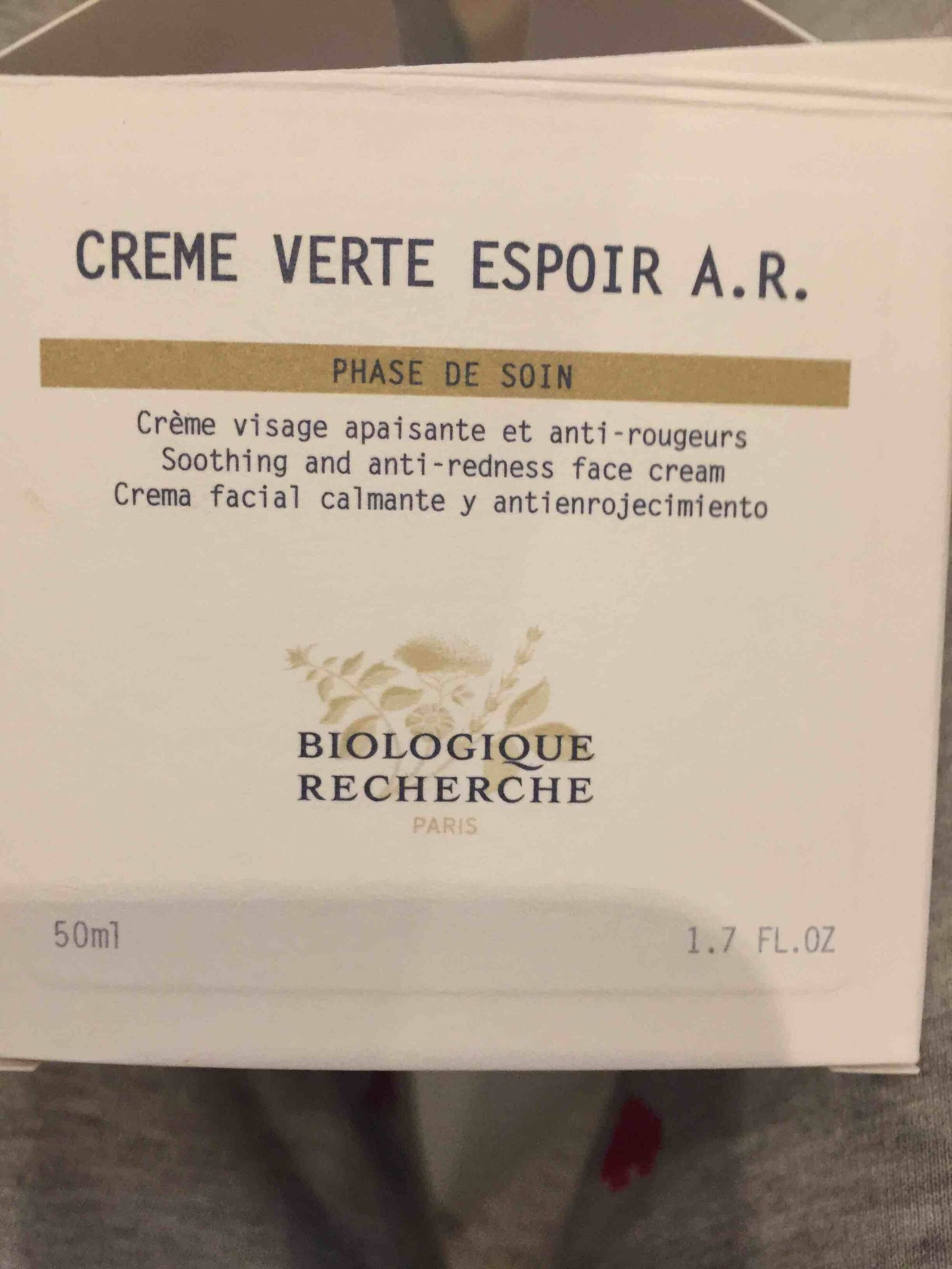 BIOLOGIQUE RECHERCHE - Crème verte espoir A.R.