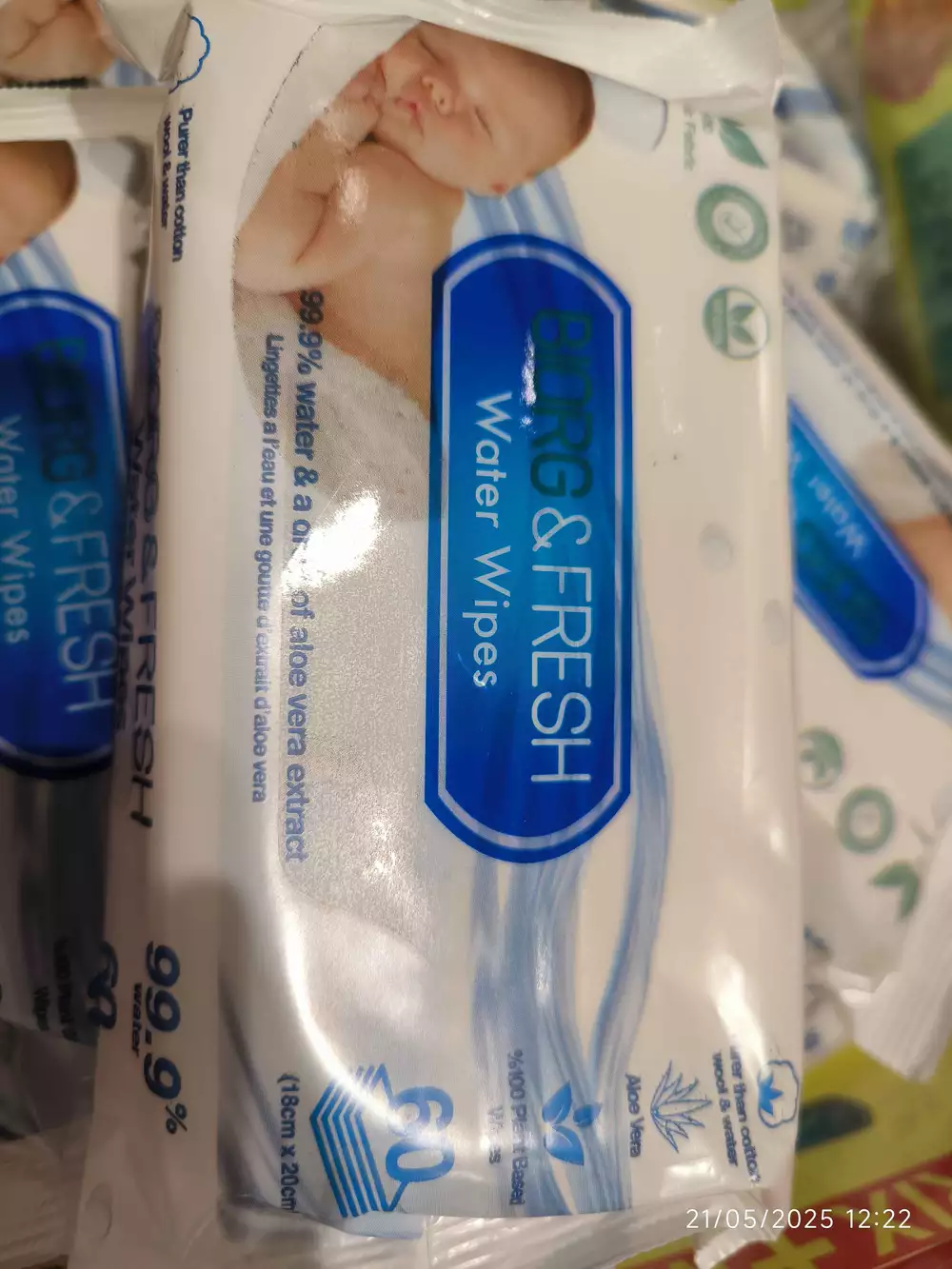 BIORG&FRESH - Lingettes à l'eau et une goutte d'extrait d'aloe vera