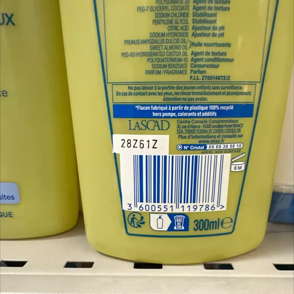 MIXA - Gel très doux corps et cheveux pour bébé