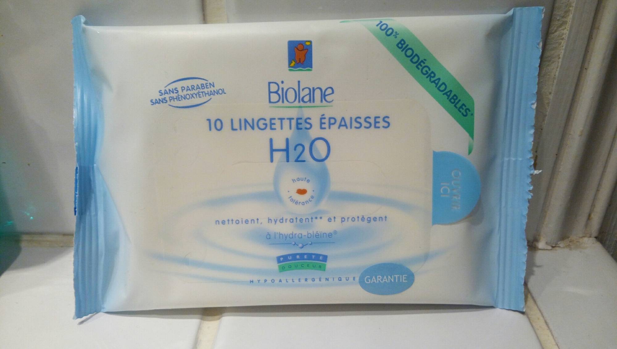 BIOLANE - 10 lingettes épaisses H2O