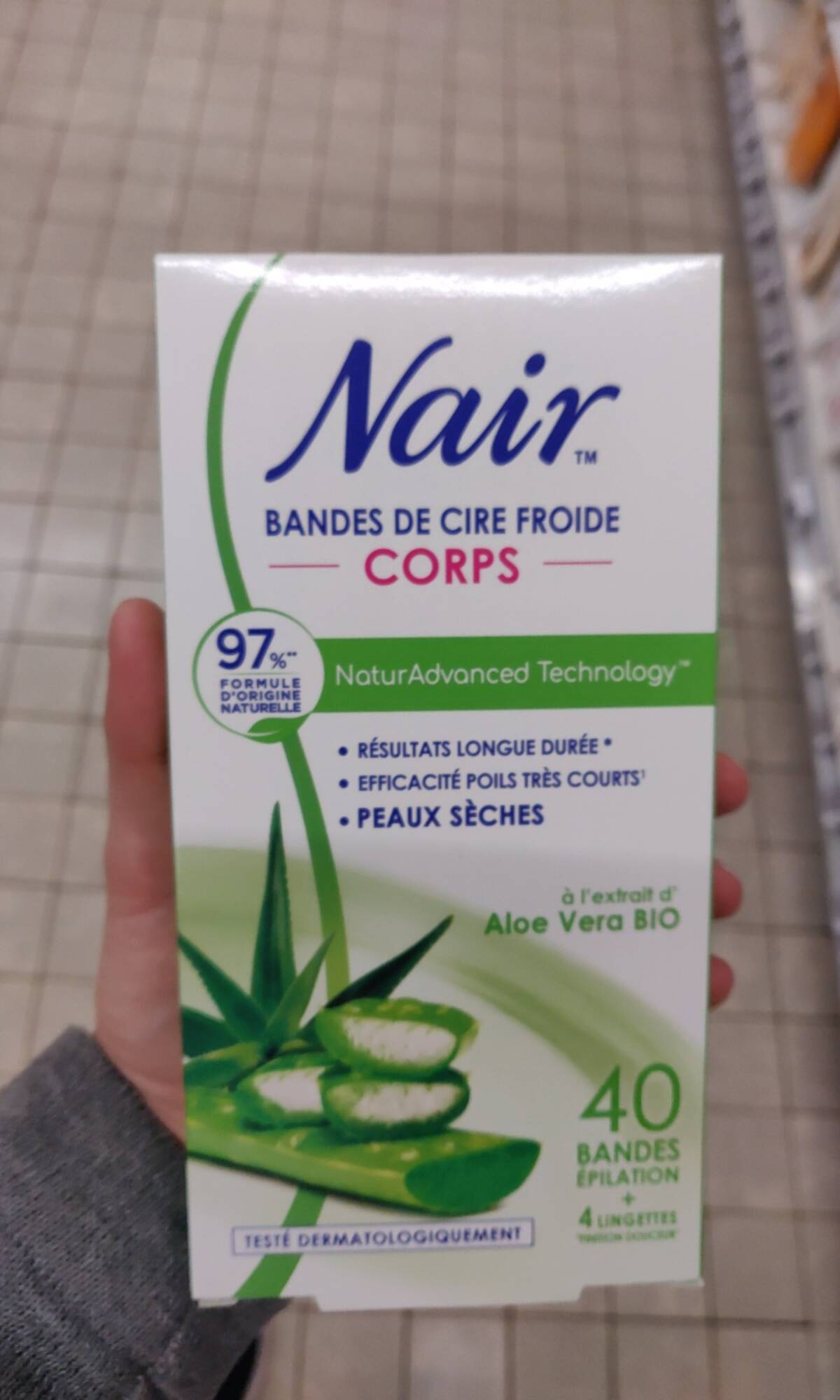 NAIR - Bandes de cire froide corps aloe vera bio