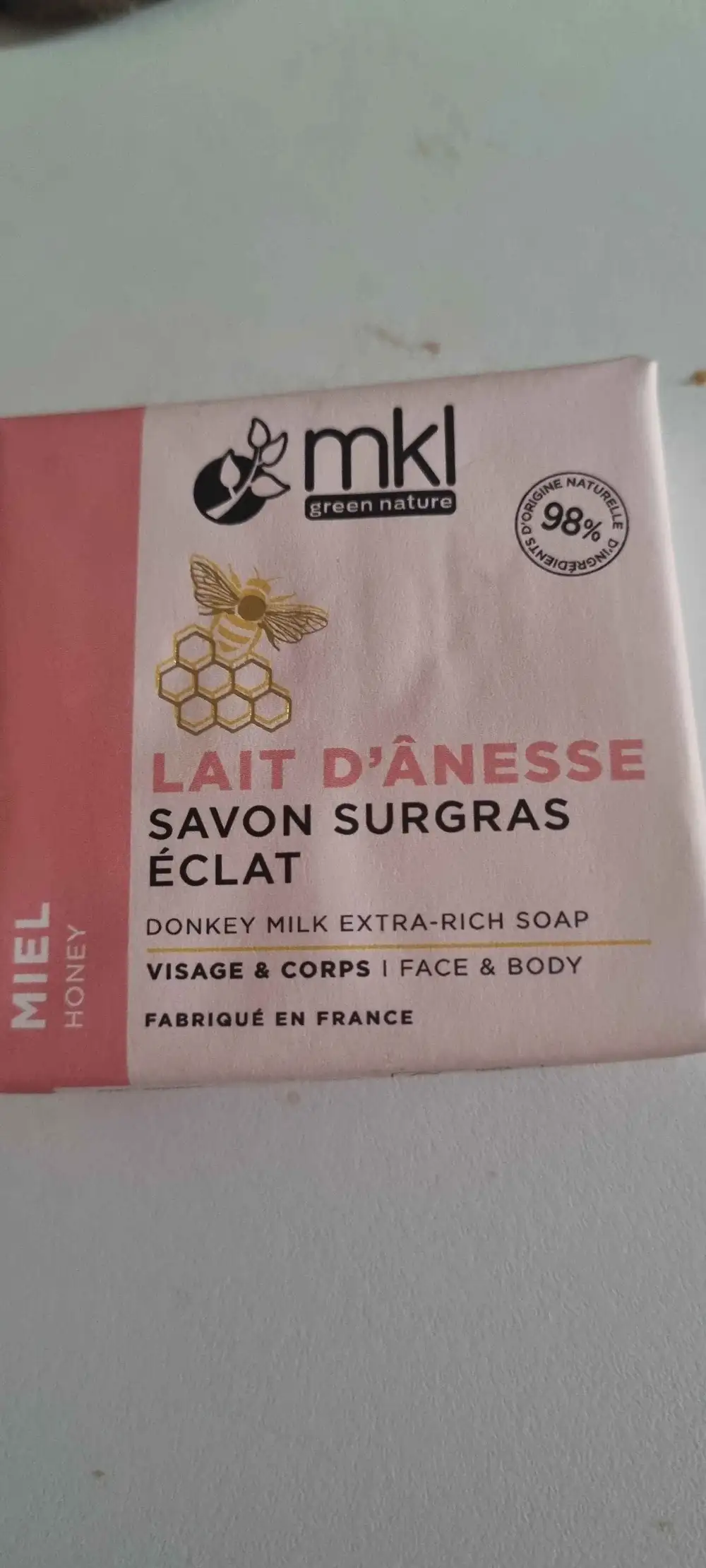 MKL GREEN NATURE - Miel - Savon surgras éclat au lait d'ânesse