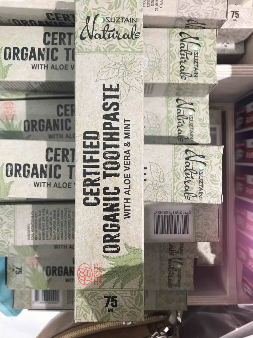 SUZTAIN NATURALS - Certified organic toothpaste with aloe vera & mint