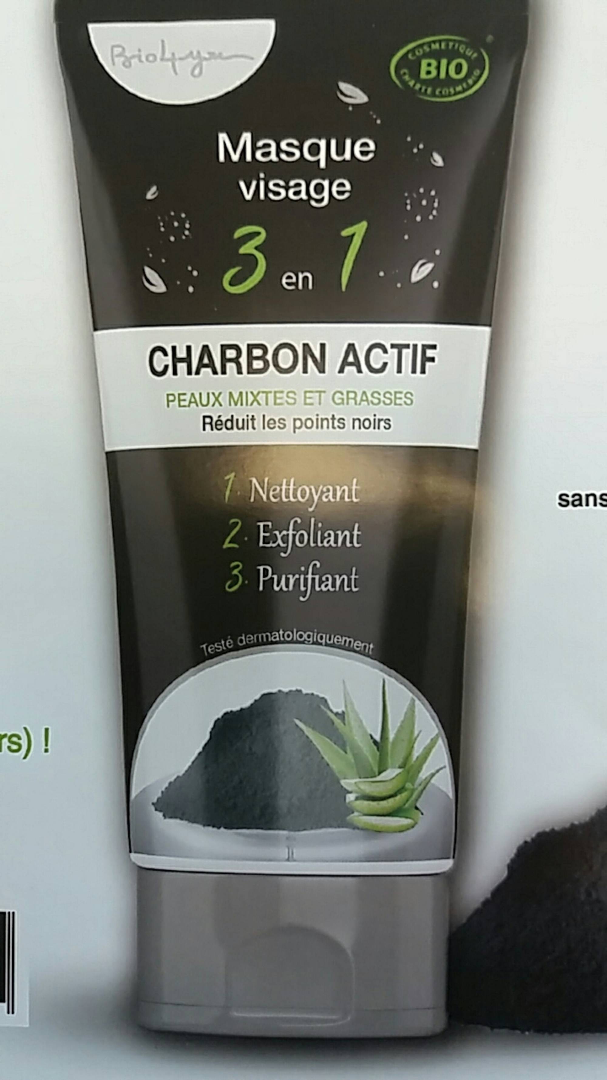 BIO4YOU - Charbon actif - Masque visage 3 en 1