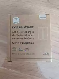 COMME AVANT - Déodorant solide au beurre de cacao citron et bergamote