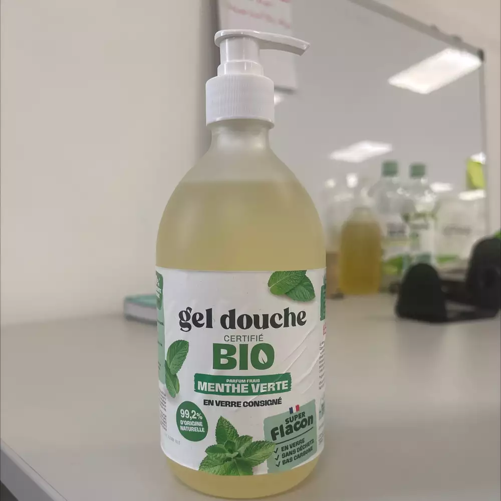 SUPER FLACON - Gel douche certifié bio menthe verte 