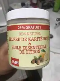 YARI - Beurre de karité brut & huile essentielle de citron